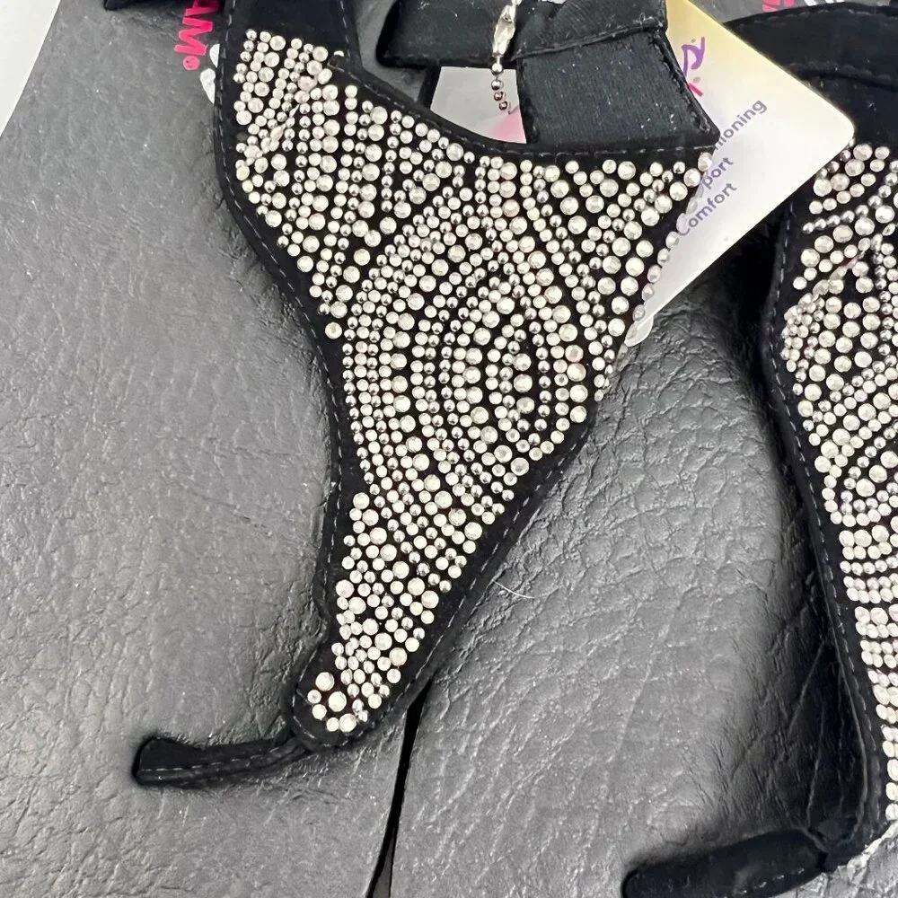 Skechers Yoga Meditation Moon Flip-Flop Sandals 32919 Black Jewell Beaded Size 9 - Picture 7 of 8